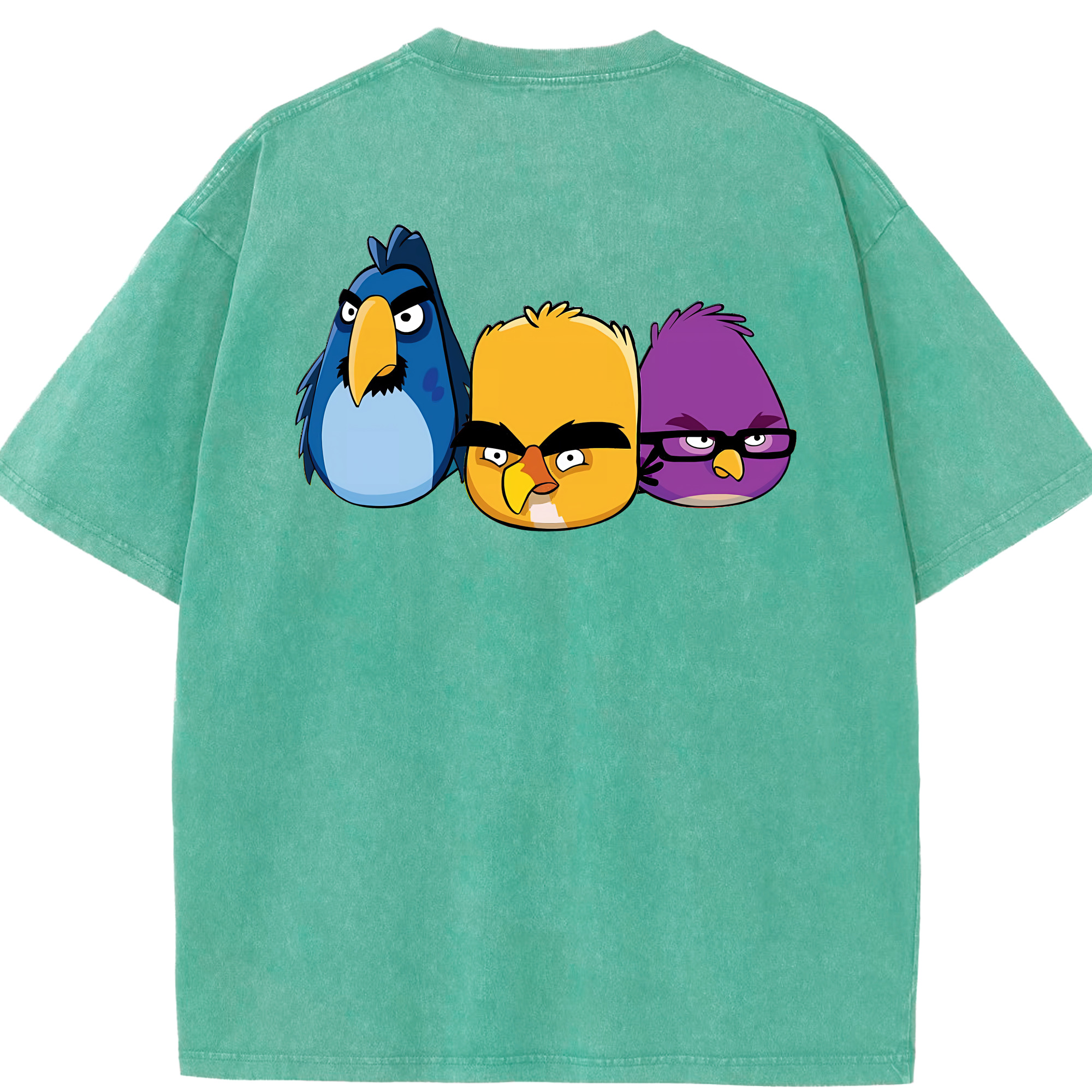 （画像用） Angry Birds アングリーバード 綿100% ヴィンテージ風 半袖Tシャツ（背面プリント）